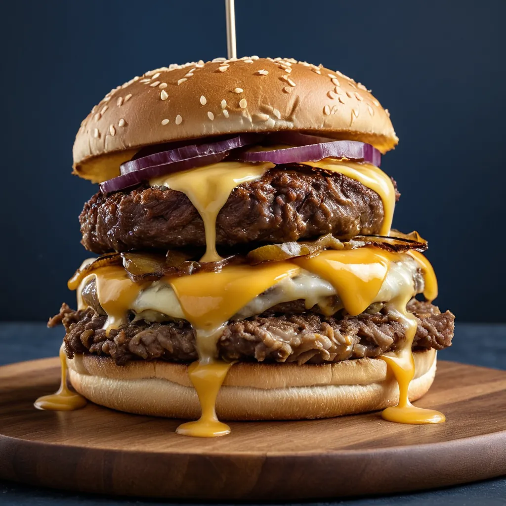 Double cheeseburger with grilled onions